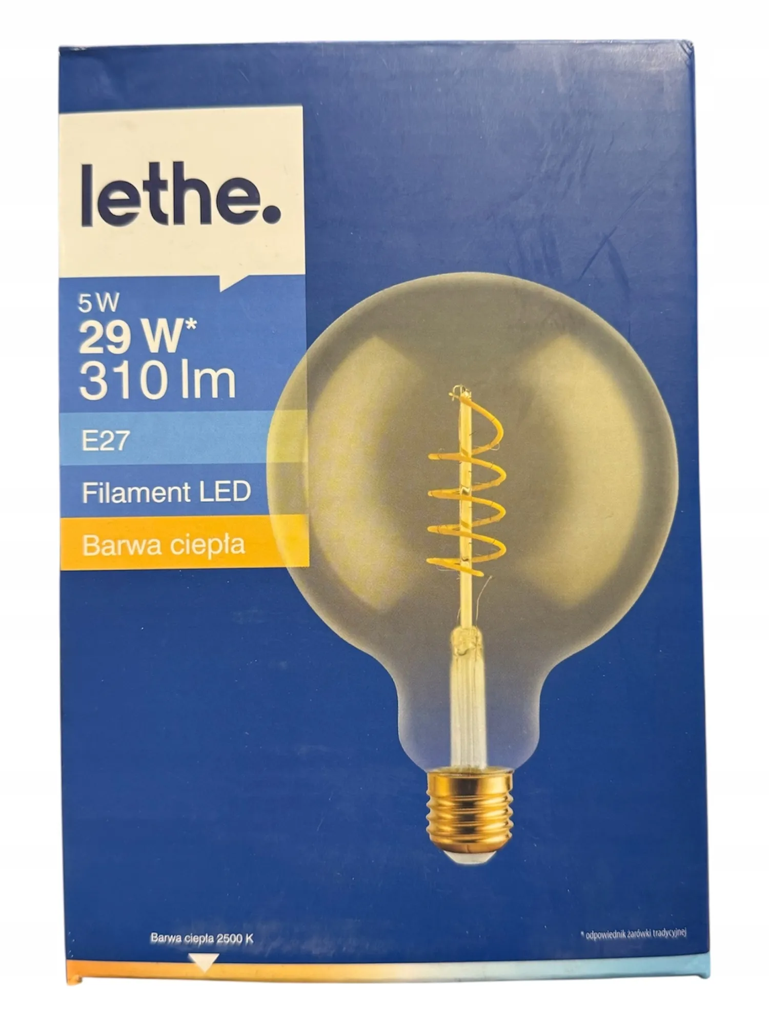 100* LETHE Żarówka Filament LED E27 5W 310lm Barwa ciepła A+