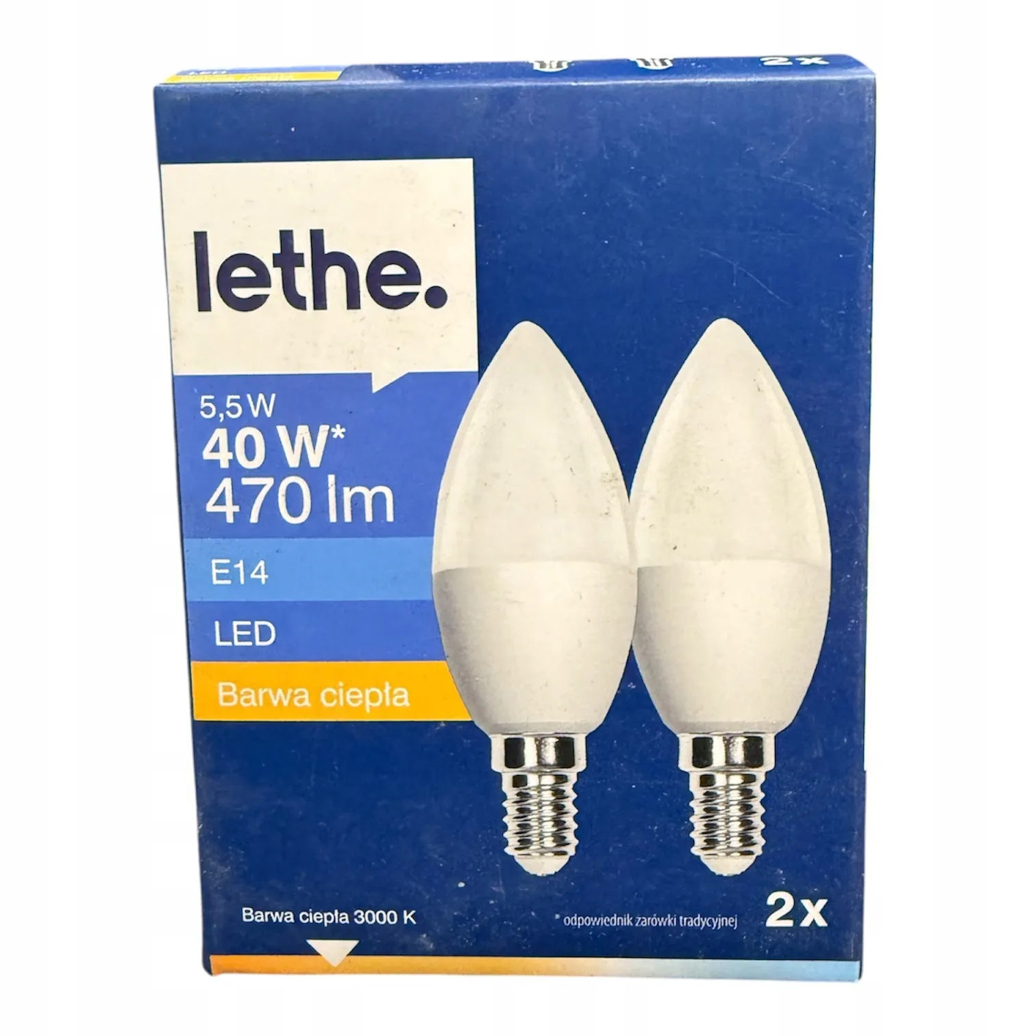 128* LETHE Żarówki LED 5,5W 470lm E14 BARWA CIEPŁA 2szt. A+