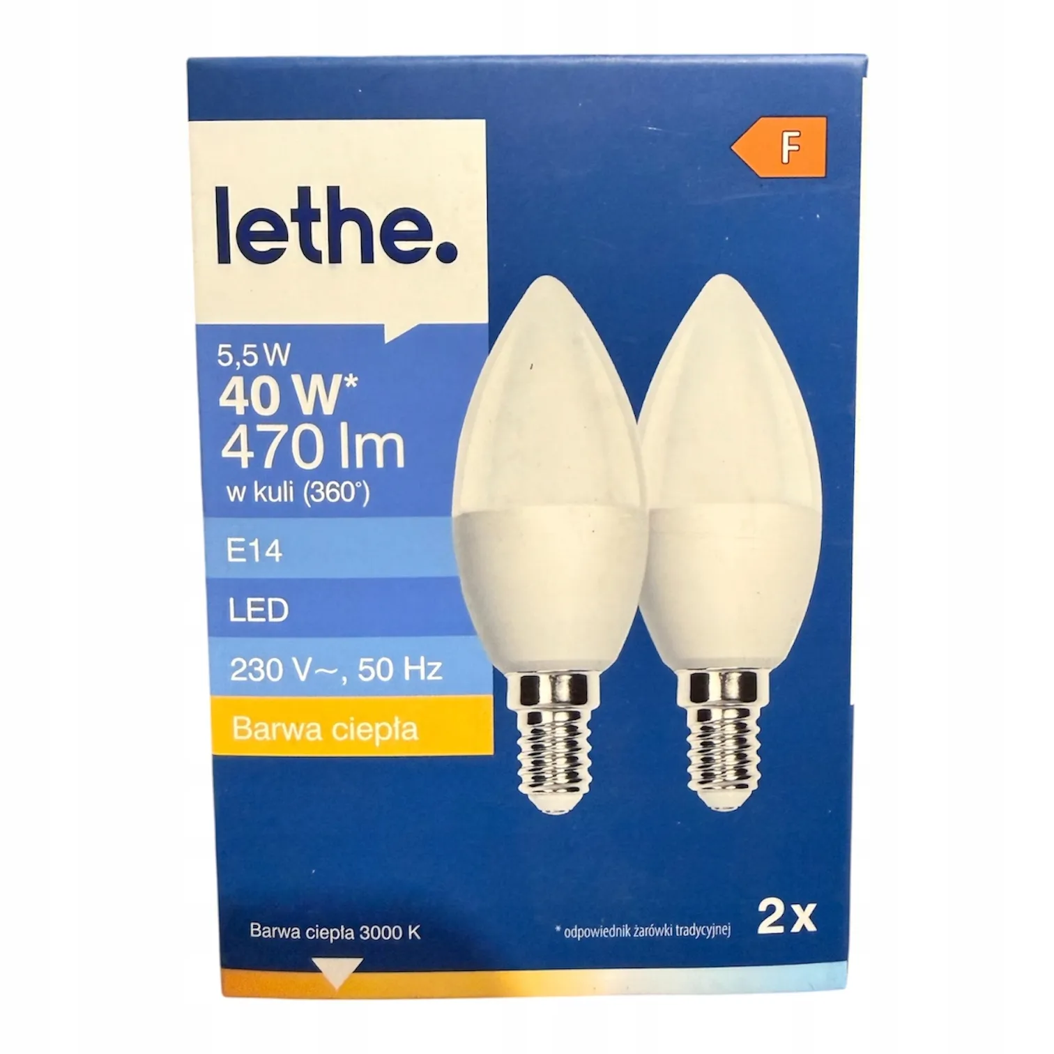 128* LETHE Żarówki LED 5,5W 70lm E14 BARWA CIEPŁA 2szt. F