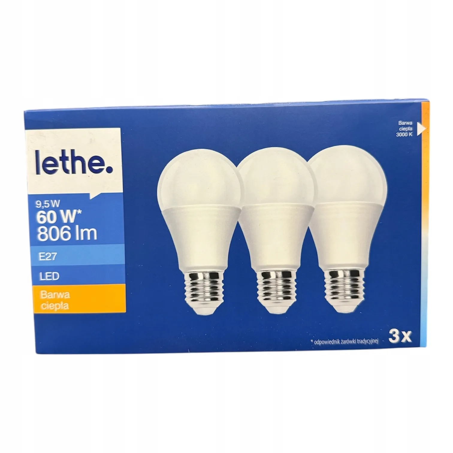 129* LETHE Żarówka LED 9,5W 806lm E27 barwa ciepła A+ 3szt.