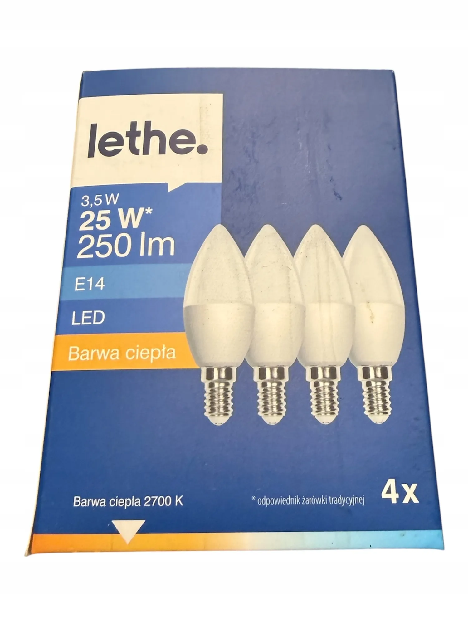 130* LETHE Żarówka LED 3,5W 250lm E14 barwa ciepła 4szt.