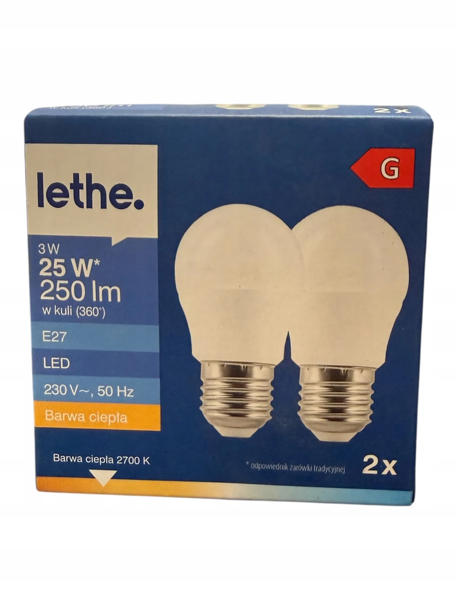 130* LETHE Żarówka LED 3W 250lm E27 2szt. barwa ciepła G