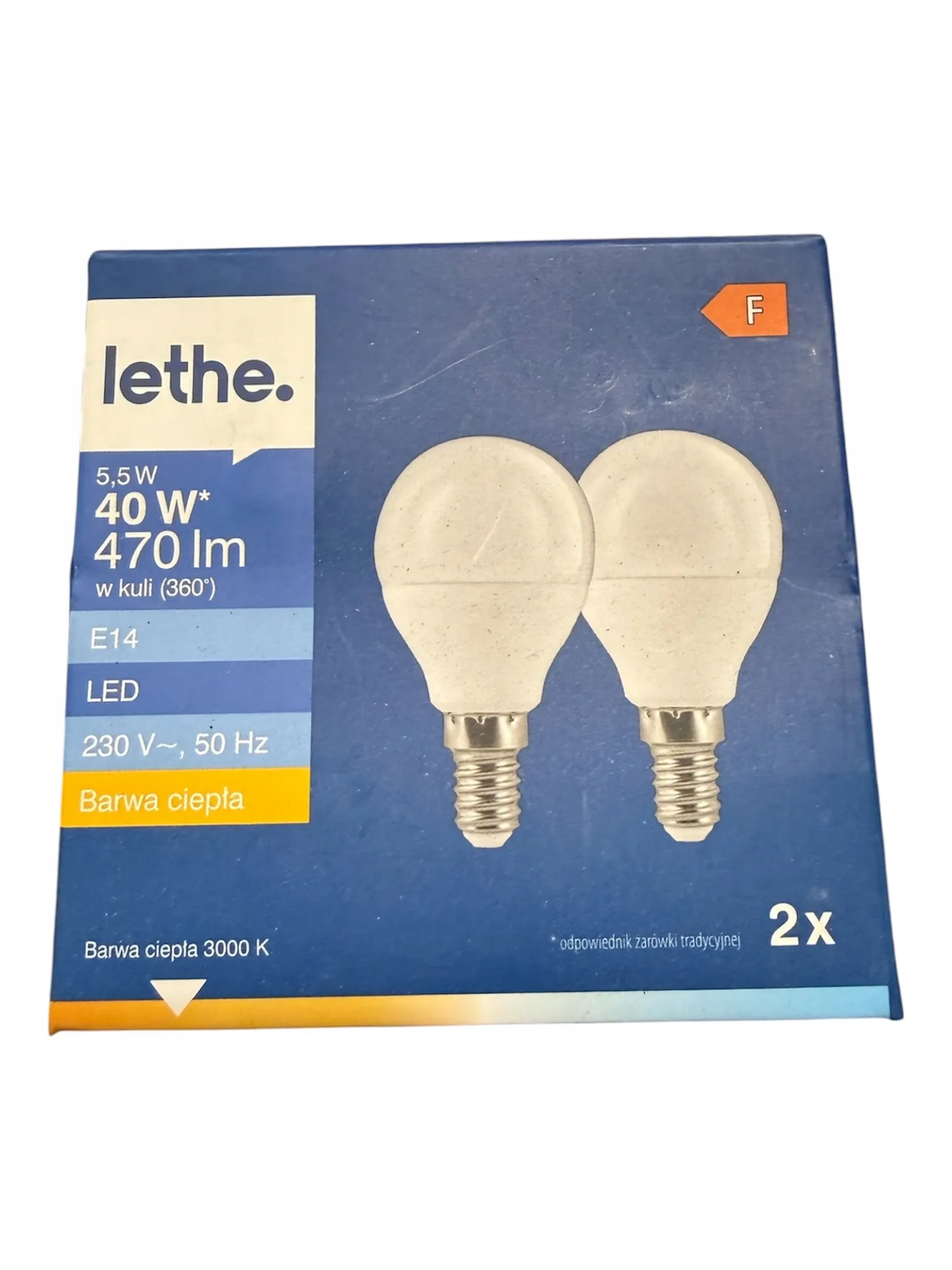 130* LETHE Żarówka LED 5,5W 470lm E14 barwa ciepła 2szt. F