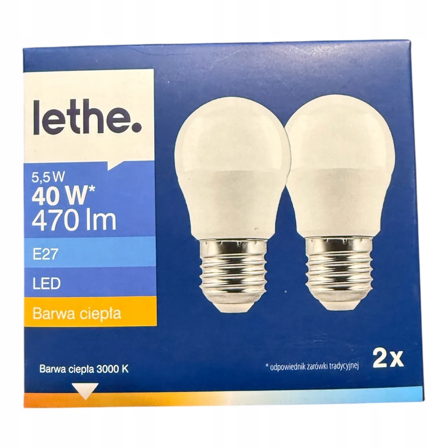 130* LETHE Żarówka LED 5,5W 470lm E27 2szt. barwa ciepła A+