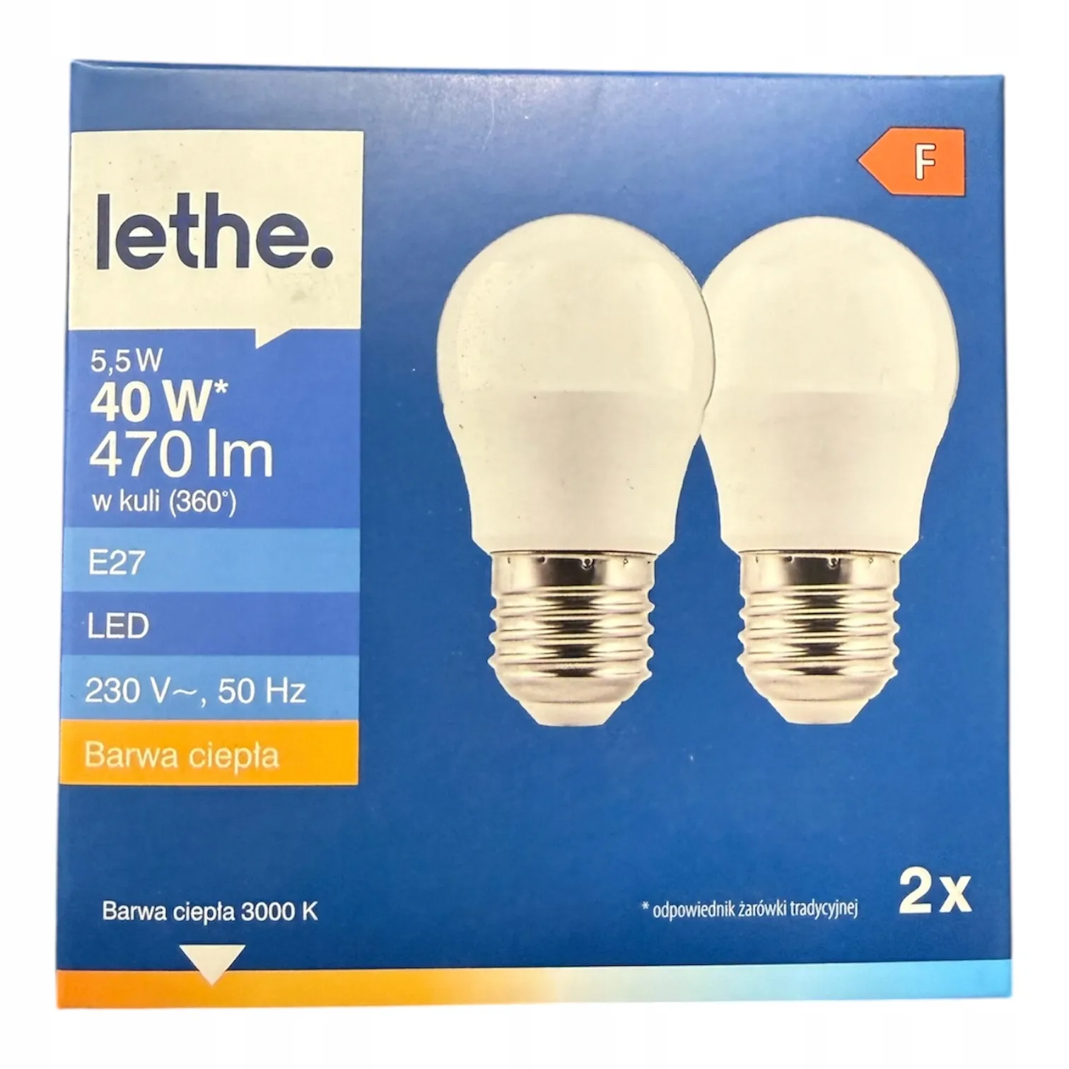 130* LETHE Żarówka LED 5,5W 470lm E27 barwa ciepła 2szt. F