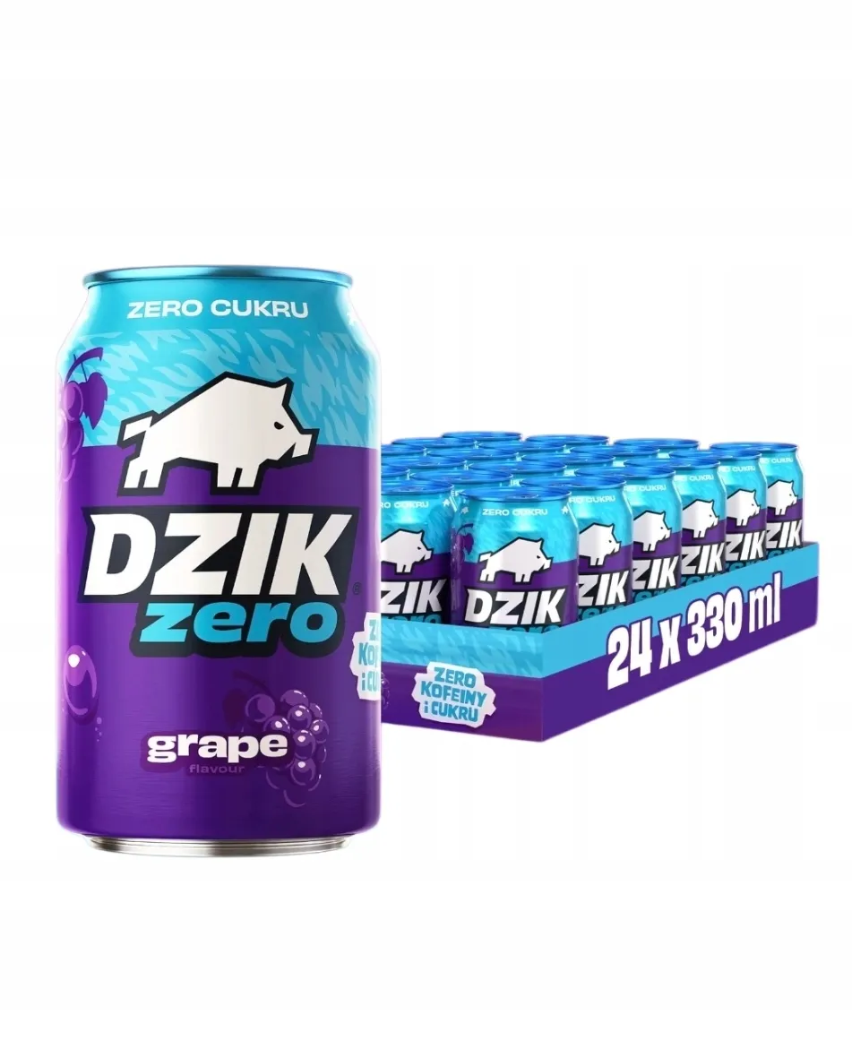 24x WK Dzik Zero 330 ml bez kofeiny 0 kalorii grape winogrono