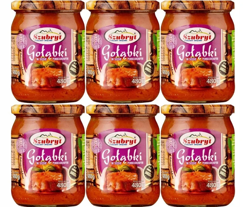 6x Gołąbki w sosie pomidorowym Gotowe posiłki w słoiku dania Szubryt 480 g