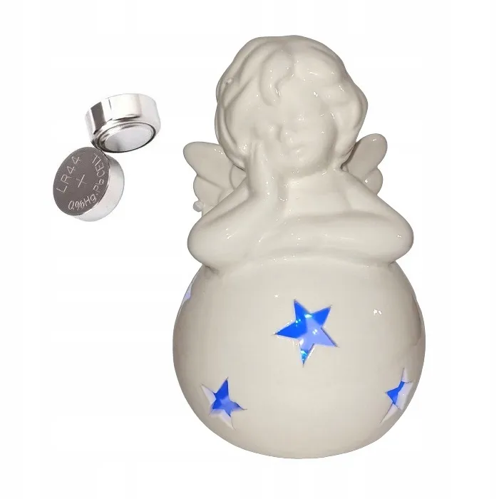 ANIOŁEK CERAMICZNA OZDOBA LED RGB DEKORACJA ŚWIĄTECZNA SMUKEE