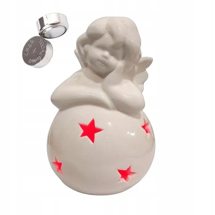 ANIOŁEK CERAMICZNA OZDOBA LED RGB DEKORACJA ŚWIĄTECZNA SMUKEE