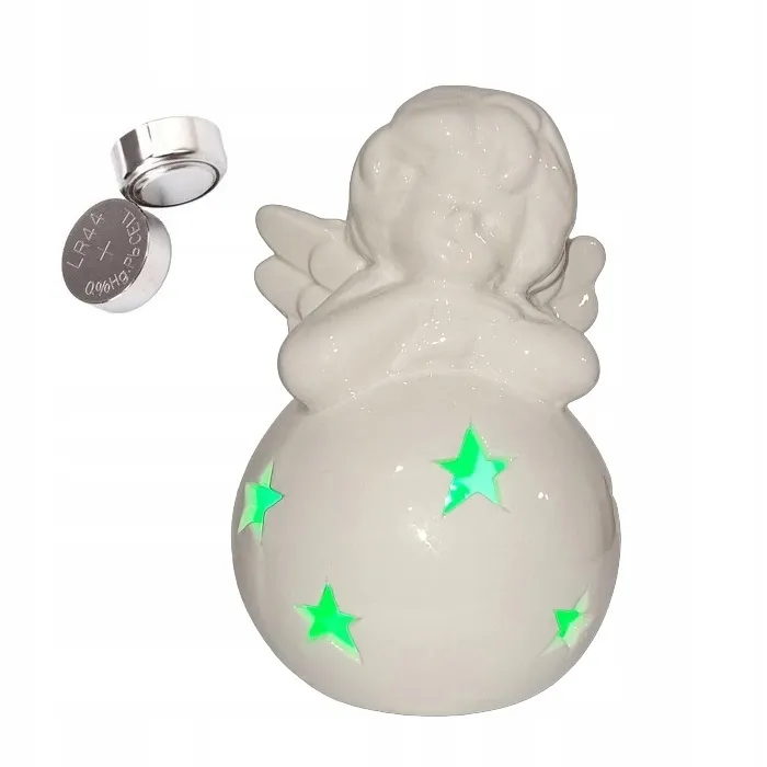 ANIOŁEK CERAMICZNA OZDOBA LED RGB DEKORACJA ŚWIĄTECZNA SMUKEE